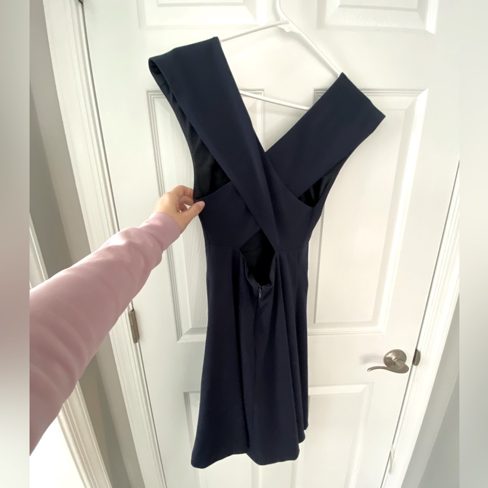 Navy Criss cross back dress by Betsy Johnson